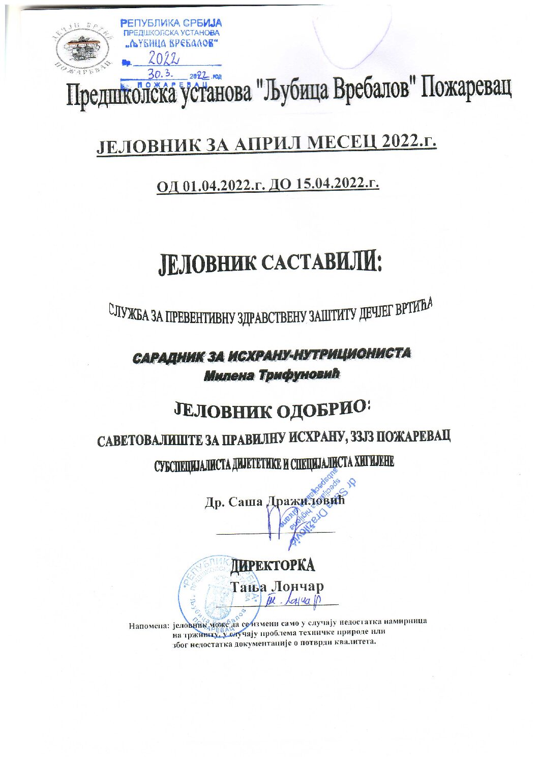 jelovnik odobrenje 1 do 15.04.2022.