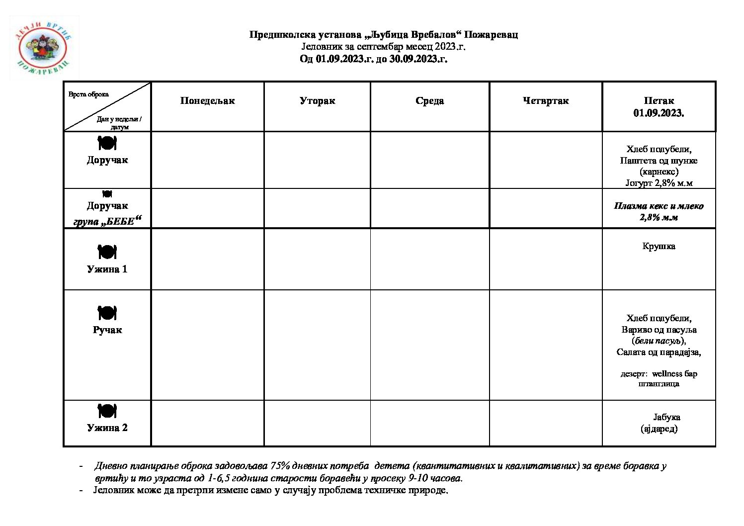 Jelovnik 01-15.09.2023.